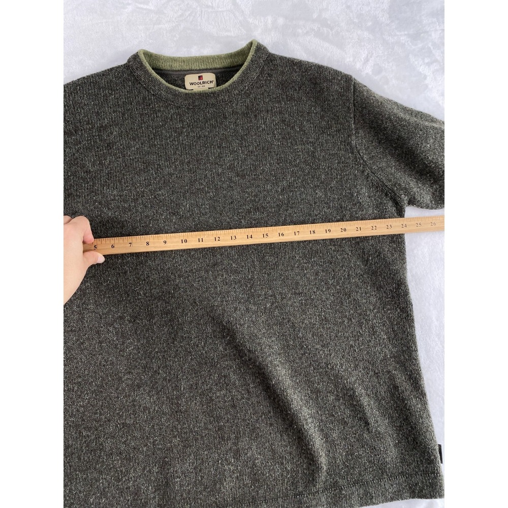 Woolrich Knit Sweater Men's Sz L Military Green Wool Blend Rustic Winter Cabin - Picture 4 of 11